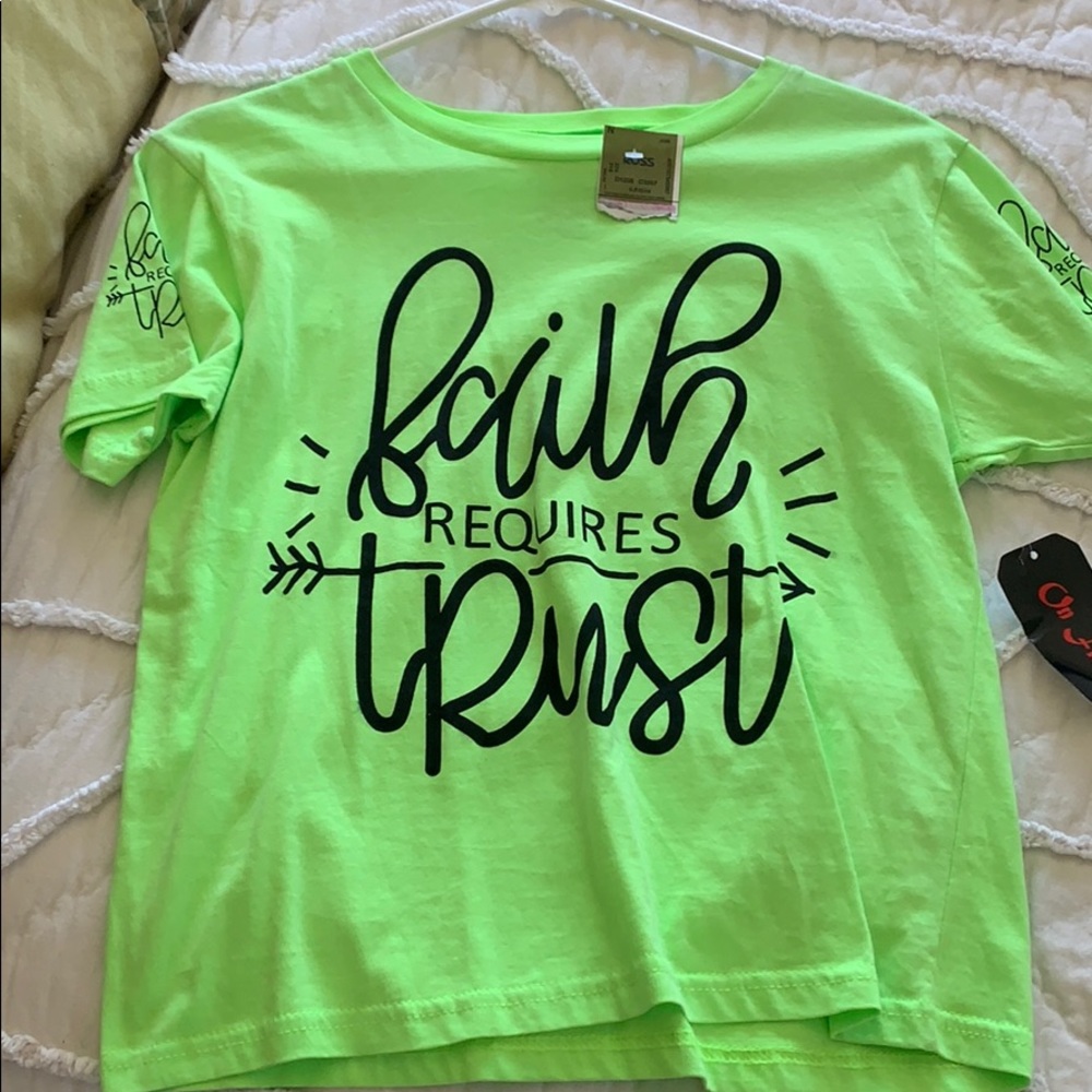 Green “faith requires trust” shirt